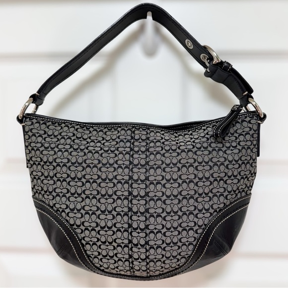 Coach Handbags - Coach Soho Signature Jacquard Hobo Black Leather Trim Vintage Y2K